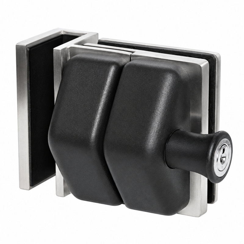 90° Glass Gate Latch, Brushed Stainless, Model 1