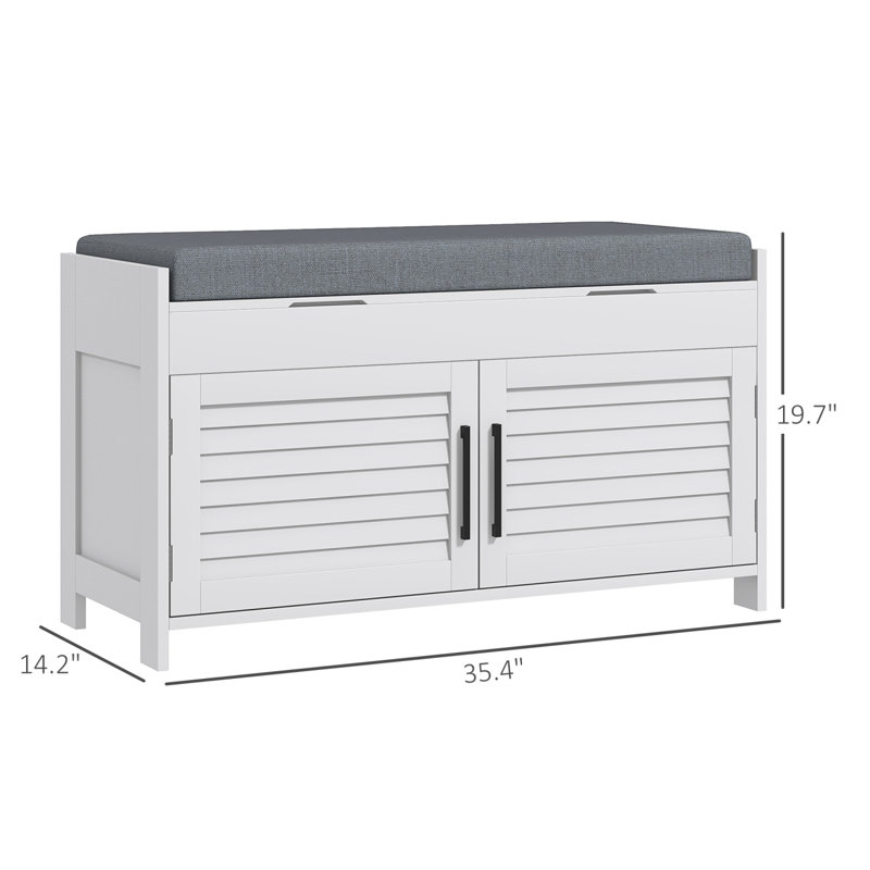 Shoe Bench, Entryway Bench With Shoe Storage, Cushion, Hidden Compartments, Adjustable Shelves And Shutter Doors, 35.4" Shoe Organizer