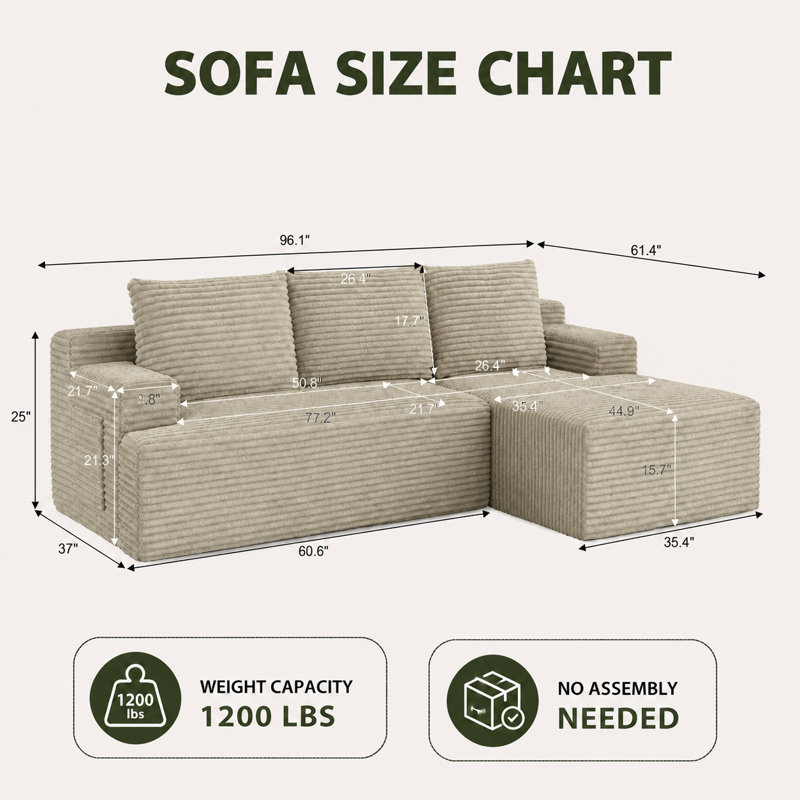 Canapé modulaire Boneless, Camel, Orienté à droite