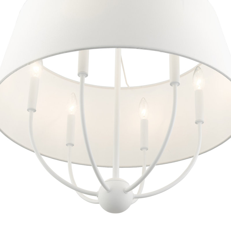 Antonya 6 - Light Dimmable Drum Chandelier, White