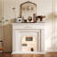 Foyer électrique en bois massif beige-1867145310