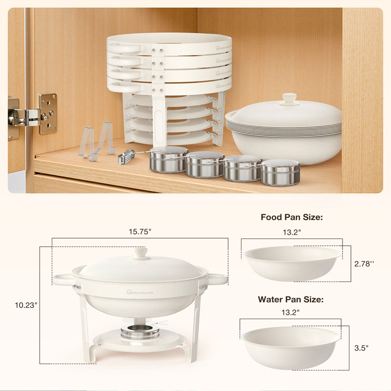 5QT Round Maifanite-Coated Chafing Dishes for Buffet (Set of 4)