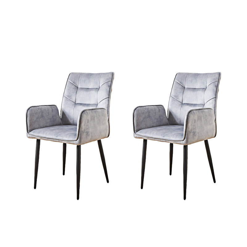 Chaise rembourrée avec accoudoirs (ensemble de 2), Gris
