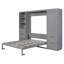 Grand lit escamotable mural avec placard, tiroirs et tablettes, gris-579227858