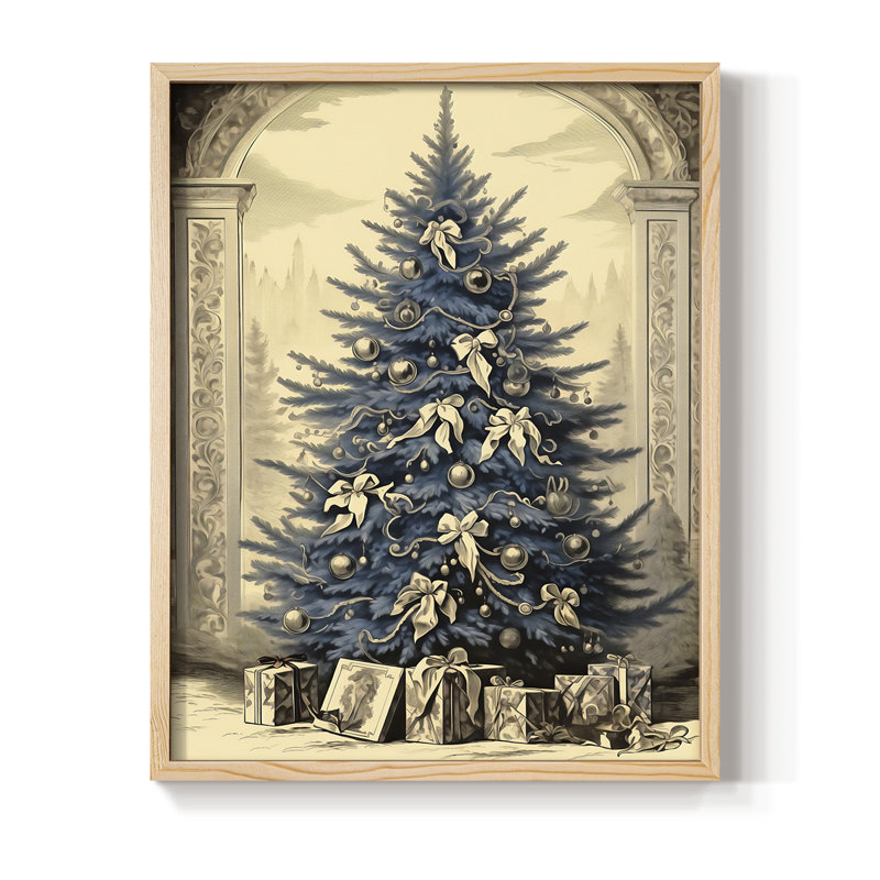 «Christmas Holiday Art CDXCVI», reproduction d'art encadrée - bois massif, Naturel, H 21 po x l 17 po