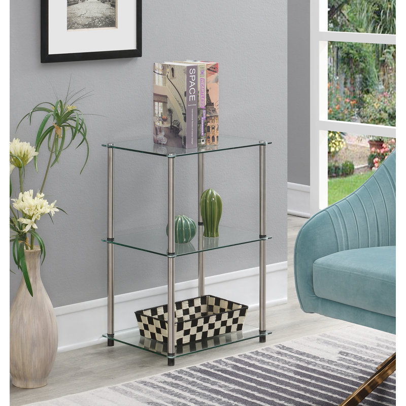 Beckett Glass Top End Table, Silver