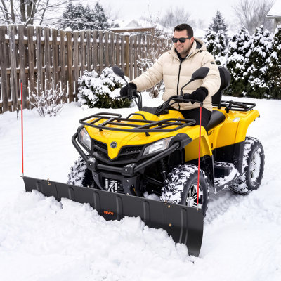 Snow Plow Kit 43 in/60 in Width Adjustable Universal Plow Attachment, for Most ATVs and UTVs, Height & Left-Right Adjustable, 3 Mount Options, Steel ATV Scrape Blade, Efficient Snows Clearing