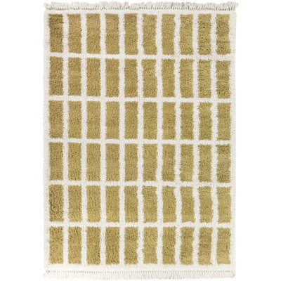 Chapdelaine Yellow Boho Grid Shag Area Rug