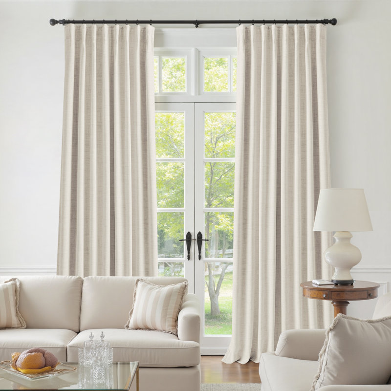 Birglinde Faux Linen Thermal 100% Blackout Curtains Rod Pocket/Ring Clips, 50" W x 72" L, Buttercream