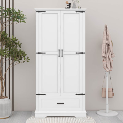 Tall Bathroom Storage Cabinet, Cabinet With Two Doors And One Drawer, Adjustable Shelf