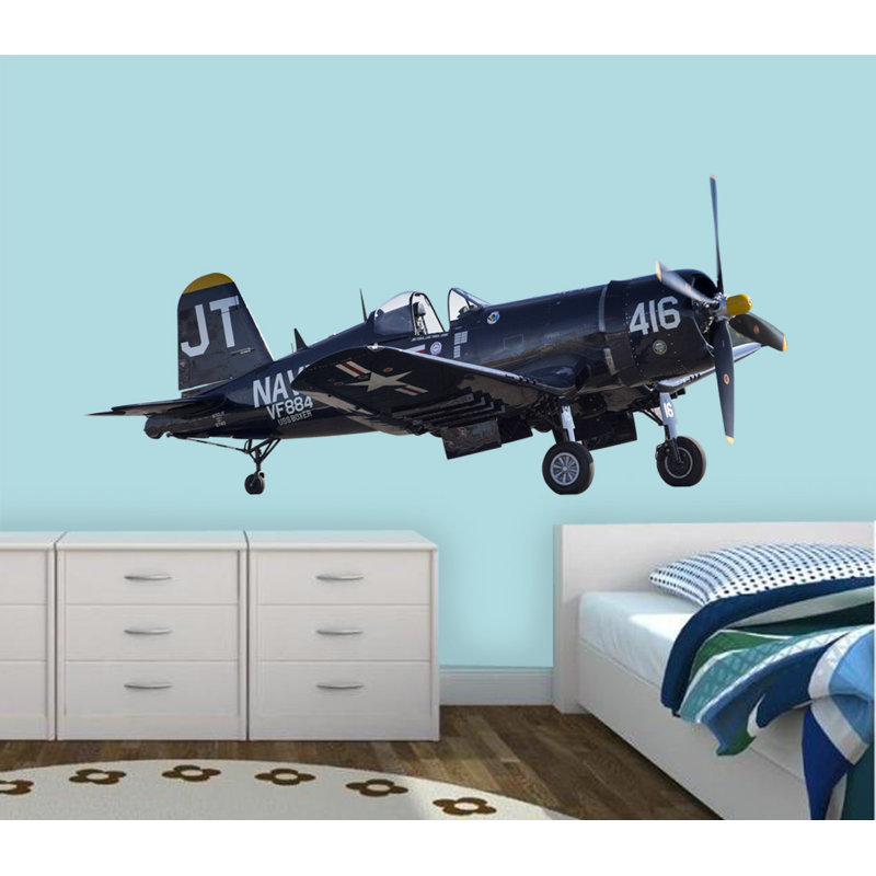 Décalcomanie murale aéronautique rétro Hunziker, H 22 po x l 46 po x P 0,01 po