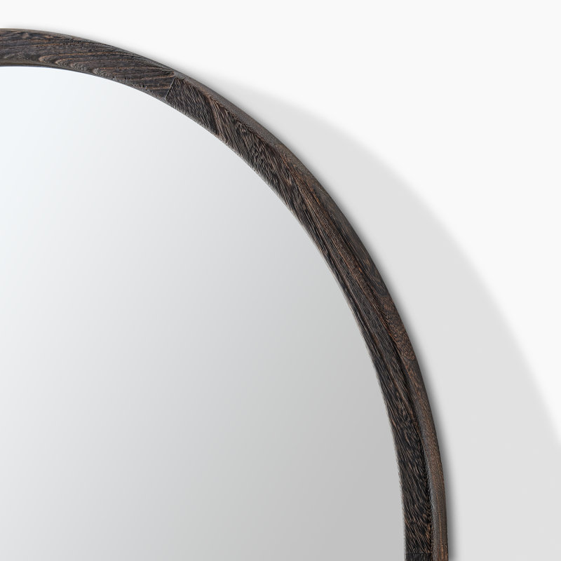 Alessandrino Solid Wood Freestanding Overmantle Arch Mirror - Simple Mid Century Design, Walnut