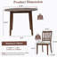 Ensemble de table de salle à manger 5 pièces pour 4 personnes, 1 table en bois avec 4 chaises rembourrées-2064570234