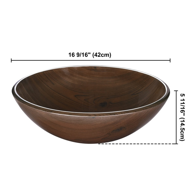 Tempered Glass Circular Vessel Bathroom Sink, Brown