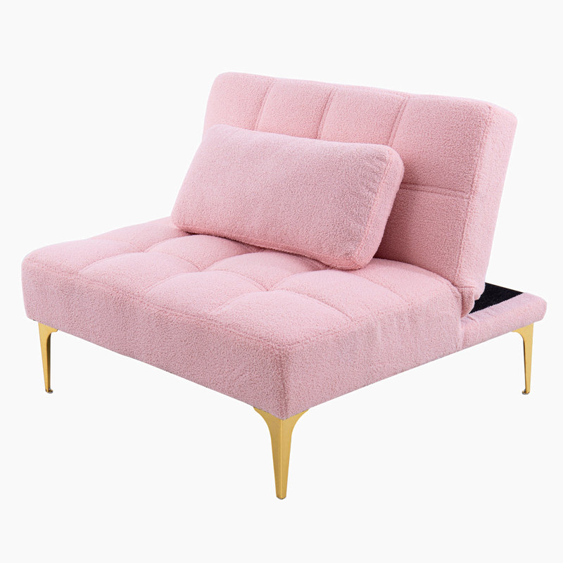 Terresia Upholstered Accent Chair with Ottoman, Pink Teddy