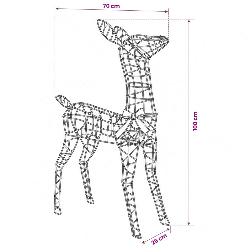 Lighted Reindeer, 70 x 26 x 100 cm, Cold White