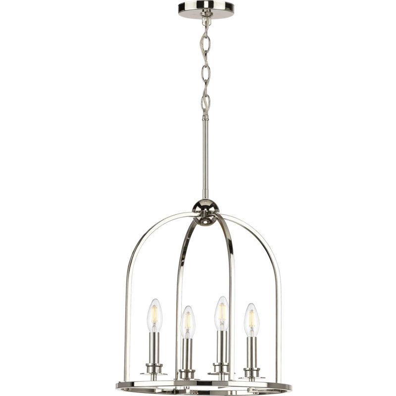 Lustre géométrique grise 4 lumières Gatun, Nickel poli