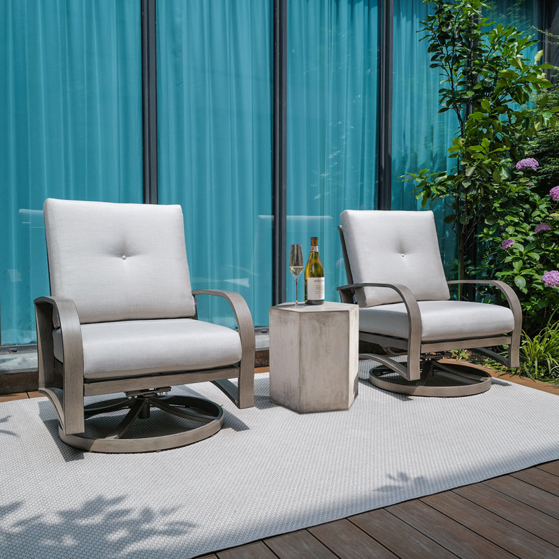 Chamber Swivel Patio Aluminum Club Chairs With Sunbrella® Cushions (Set Of 2)