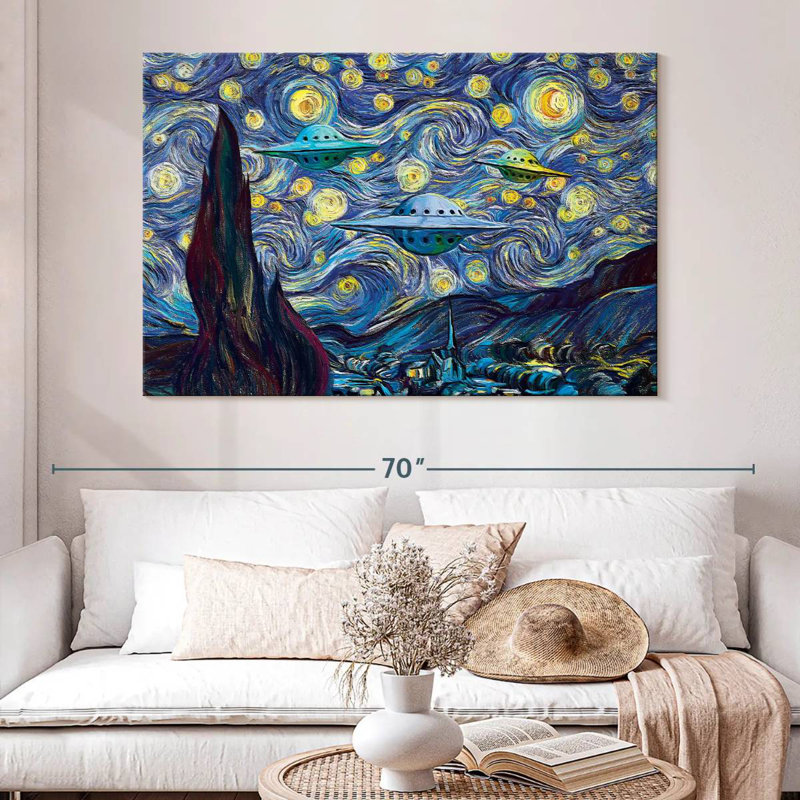 Kelan Alien Invasion Starry Night, 34" H x 51" W
