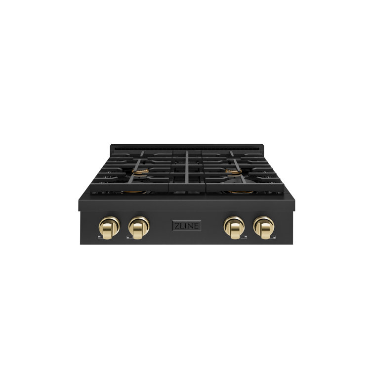 ZLINE 30 in. Autograph Paramount Rangetop in Black Stainless Steel w/ Gold Accents