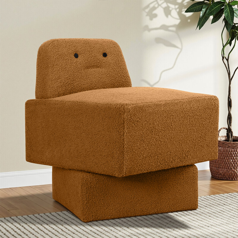 22"Wide Modern Swivel Small Accent Chair for Small Space, Brown