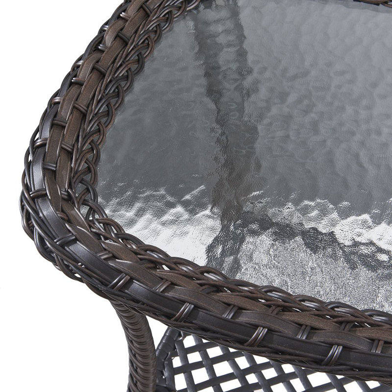 20 inch Patio Side Table, Outdoor Patio Wicker Square End Table Double Storage Layer, All-Weather Rattan Coffee Tables Porch Furniture for Backyard Poolside Garden