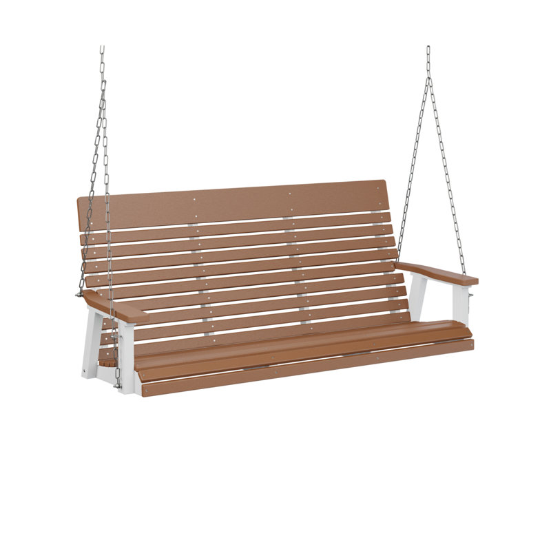 Berlin Gardens Casual Back Double Swing with Zinc Chains, 64", Brown/White