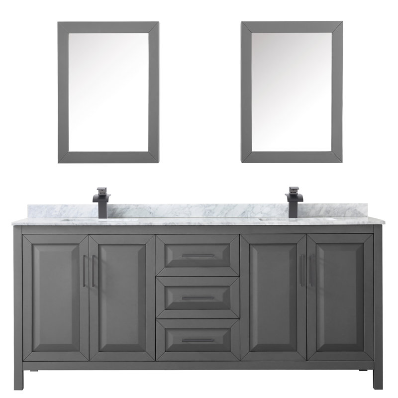Daria 80'' W Double Vanity, Dark Gray, Polished Chrome