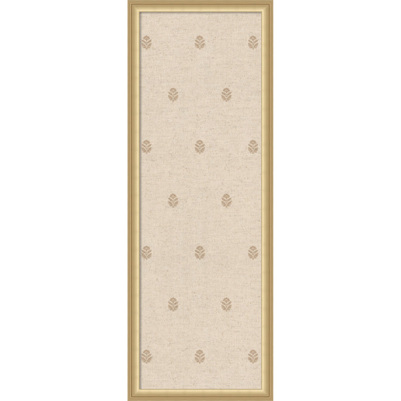Tableau magnétique encadré en tissu beige avec imprimé de blocs botaniques en lin, H 26 po x l 38 po, Brun moyen Florence