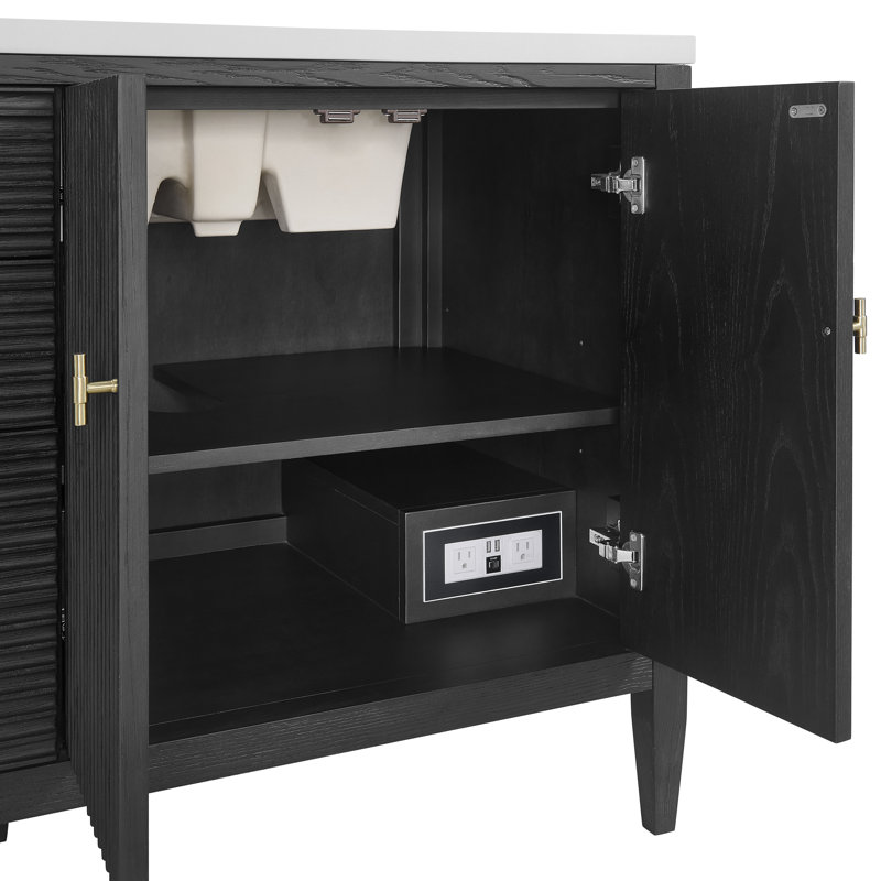 Myrrin 72'' W Double Bathroom Vanity Base, Black