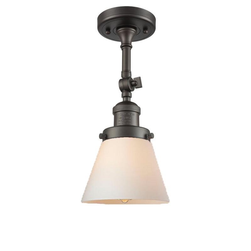 Cone 1 Light Sconce, Matte White Cased, 6 Watt Vinage LED Bulb, Oil Rubbed Bronze