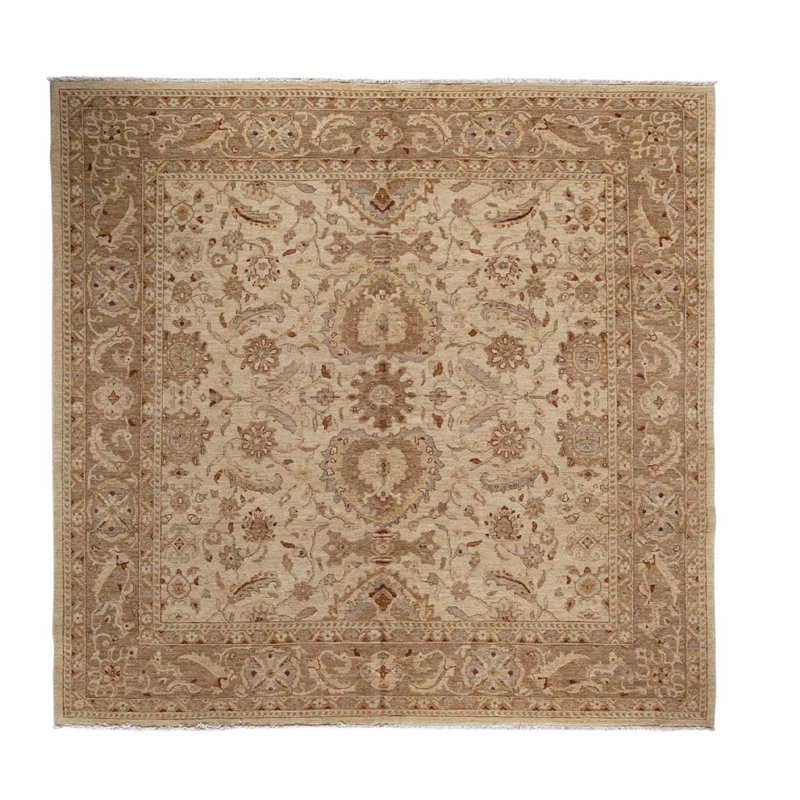 Tapis oriental brun / ivoire en laine 8 pi 10 po x 9 pi Oriental