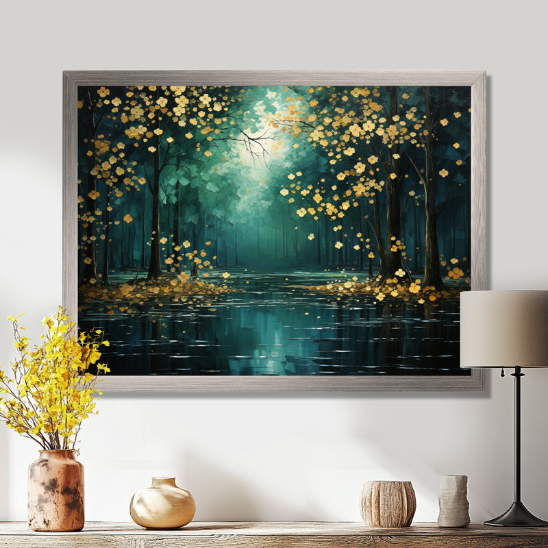 Décoration murale Bold Forest Emerald III - Forêt, H 24 po x l 32 po x P 1 po, Toile tendue