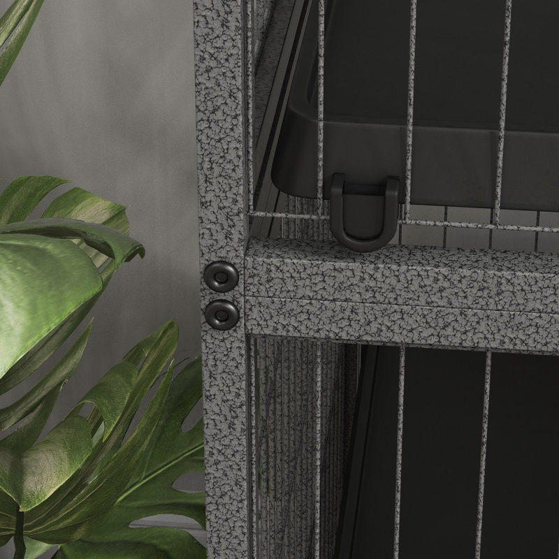 Cage à 5 furets et chinchilla avec 50 portes, 4 portes, plateau amovible, acier, gris