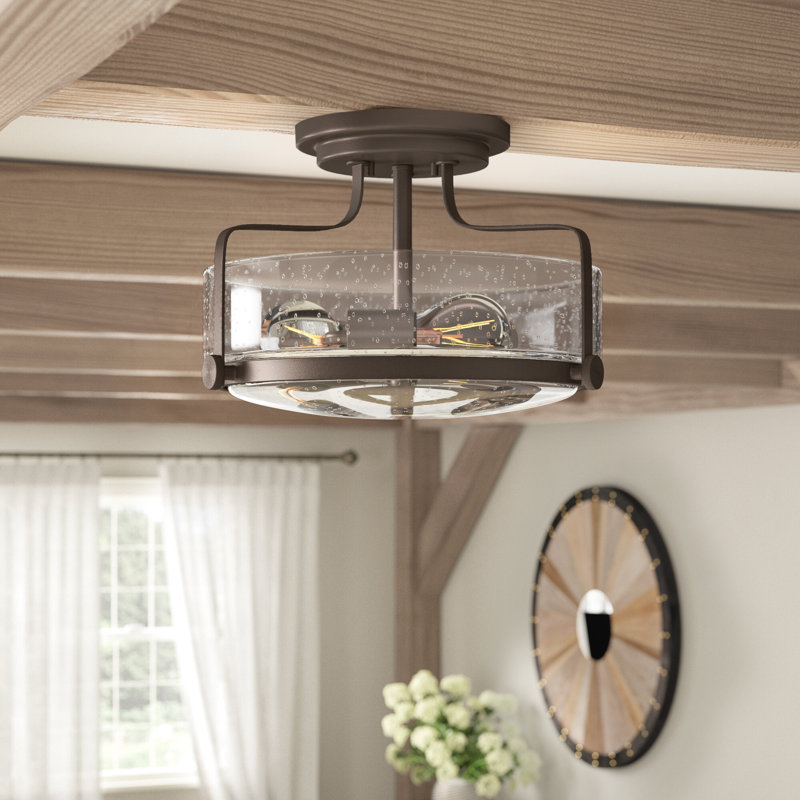 Harper 3-Light Semi-Flush Mount Retro Ceiling Light, Small, Oil Rubbed Bronze