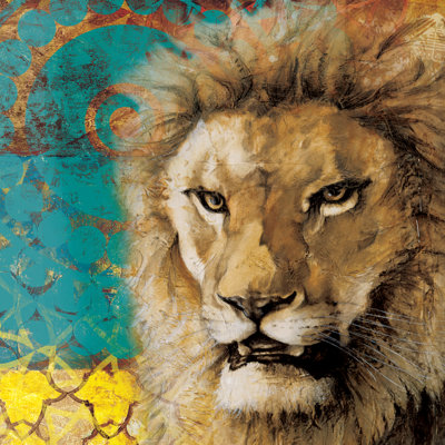 Colorful Lion With Pattern - Wrapped Canvas Print