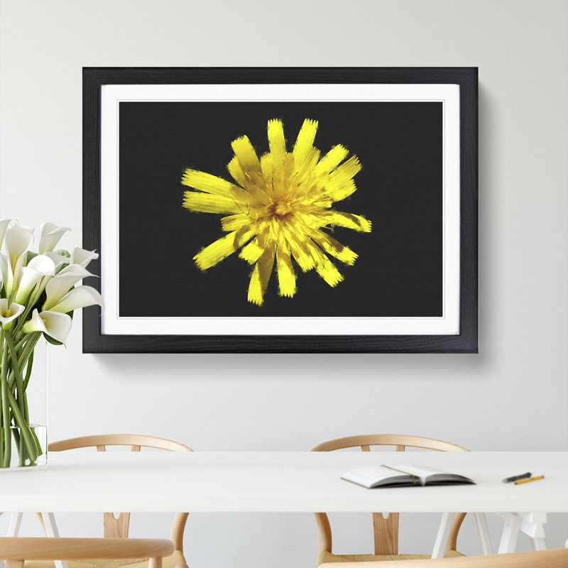 Yellow Flower - Picture Frame Graphic Art, 27cm H x 36cm W x 2cm D, Black Framed