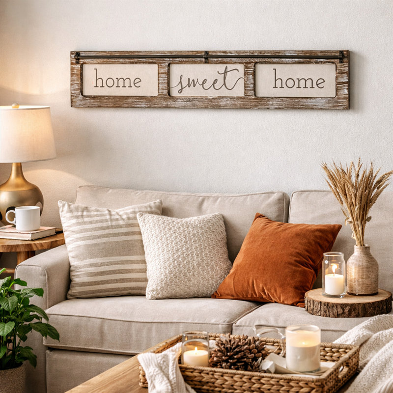 Rustic Farmhouse Distressed Wood Wall Decor - Home Sweet Home