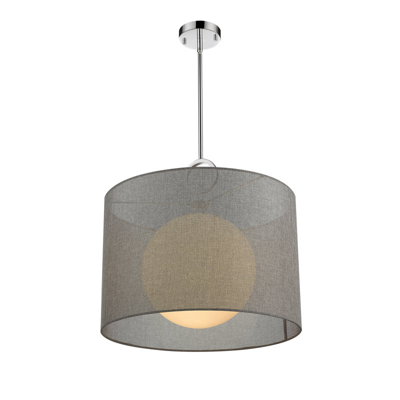 Luminaire suspendu cylindrique à 1 lumière Cayenne, Gris, H 20 po x l 20 po x P 20 po