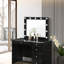 Ensemble de coiffeuse glamour à DEL avec boutons en cristal et 5 tiroirs, parfait pour les chambres élégantes
