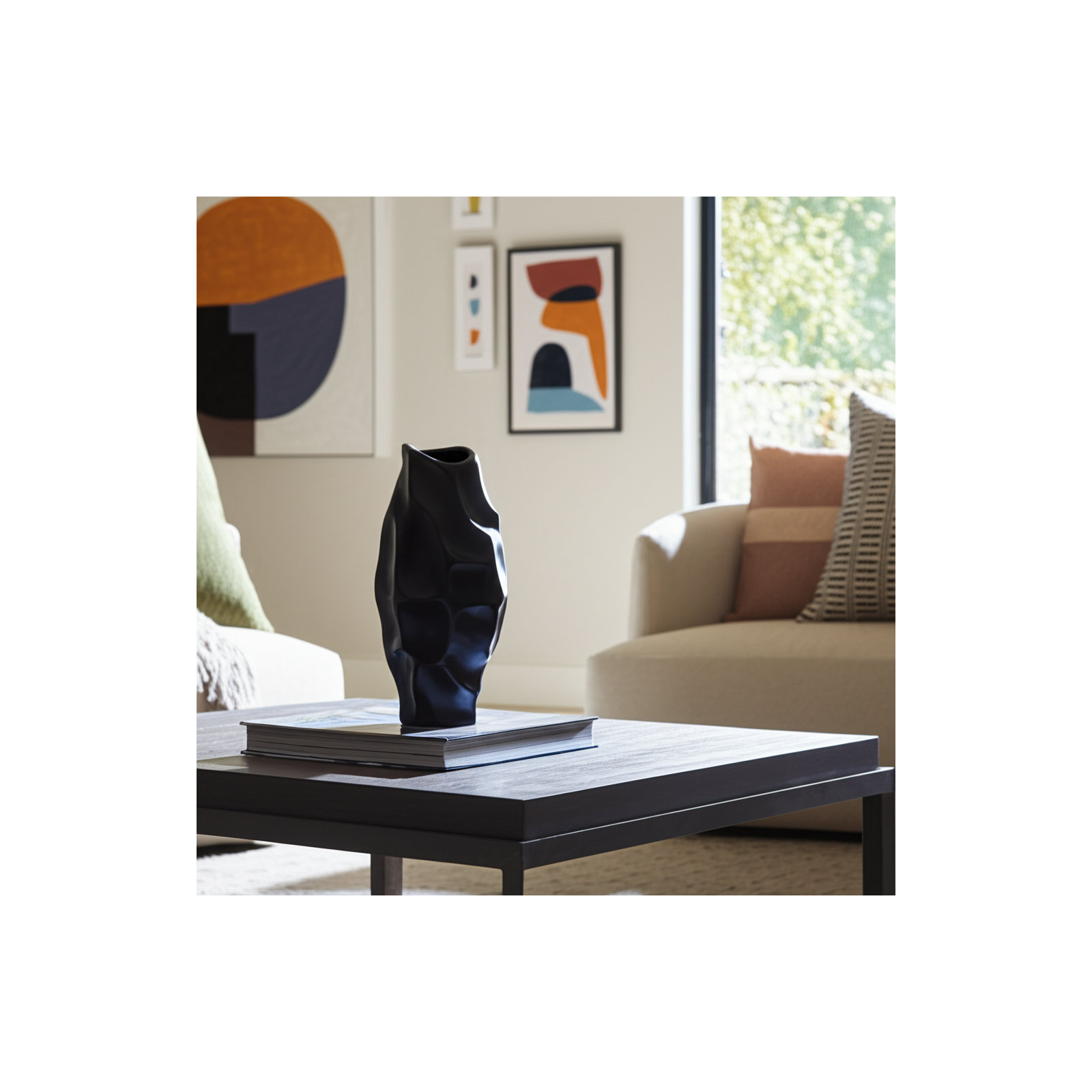 Antwerp Handmade Table Vase, Black, 17" H x 8" W x 8" D