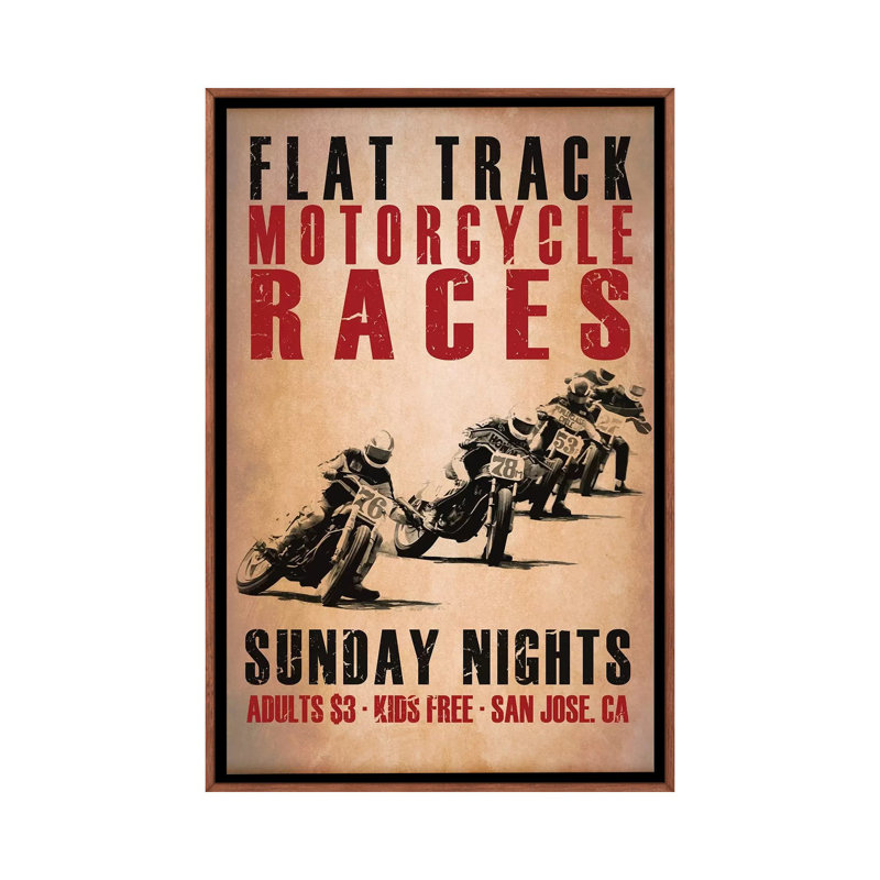 «Flat Track Racers» par Mark Rogan - impression d'art graphique, H 40 po x l 26 po x P 1,5 po, Aucun mat
