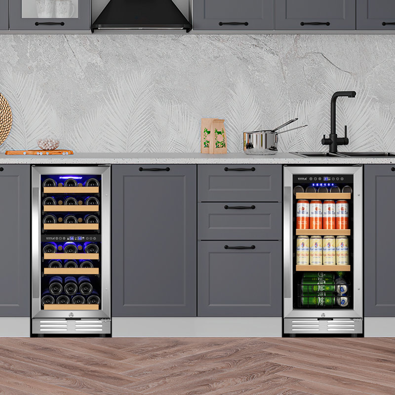 30" Wine & Beverage Refrigerator Triple Zone 30 Bottle & 130 Can Built-in Split Wine and Beer Cooler