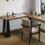 Bureau brun en bois massif en forme de L + fer-108839988-108839990