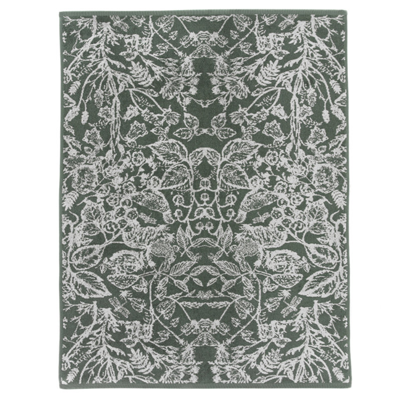 Secret Garden 550gsm Yarn Dyed Jacquard Comfort Co 100% Cotton Midweight, Green, Hand Towel - 1 Pack