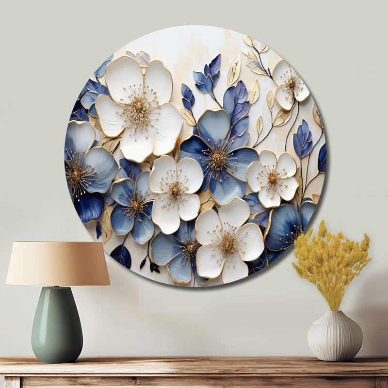 Dorset - Art floral rond en métal, H 16 po x l 16 po