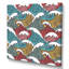 Vagues japonaises rouges, bleues et grises - Impression sur toile-67465946-67465938