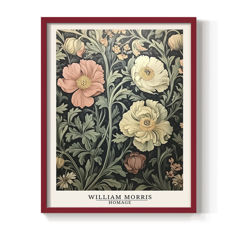 WM MORRIS Series CMLIII Framed Print - Solid Wood, 21" H x 17" W, Red