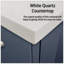 Meuble-lavabo simple polyvalent 24 po X P 22 po P, comptoir en quartz blanc et Miroir-826023375