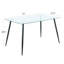 Table de salle à manger en verre trempé rectangulaire moderne 51 po, pieds en métal transparent, pieds noirs-705282423